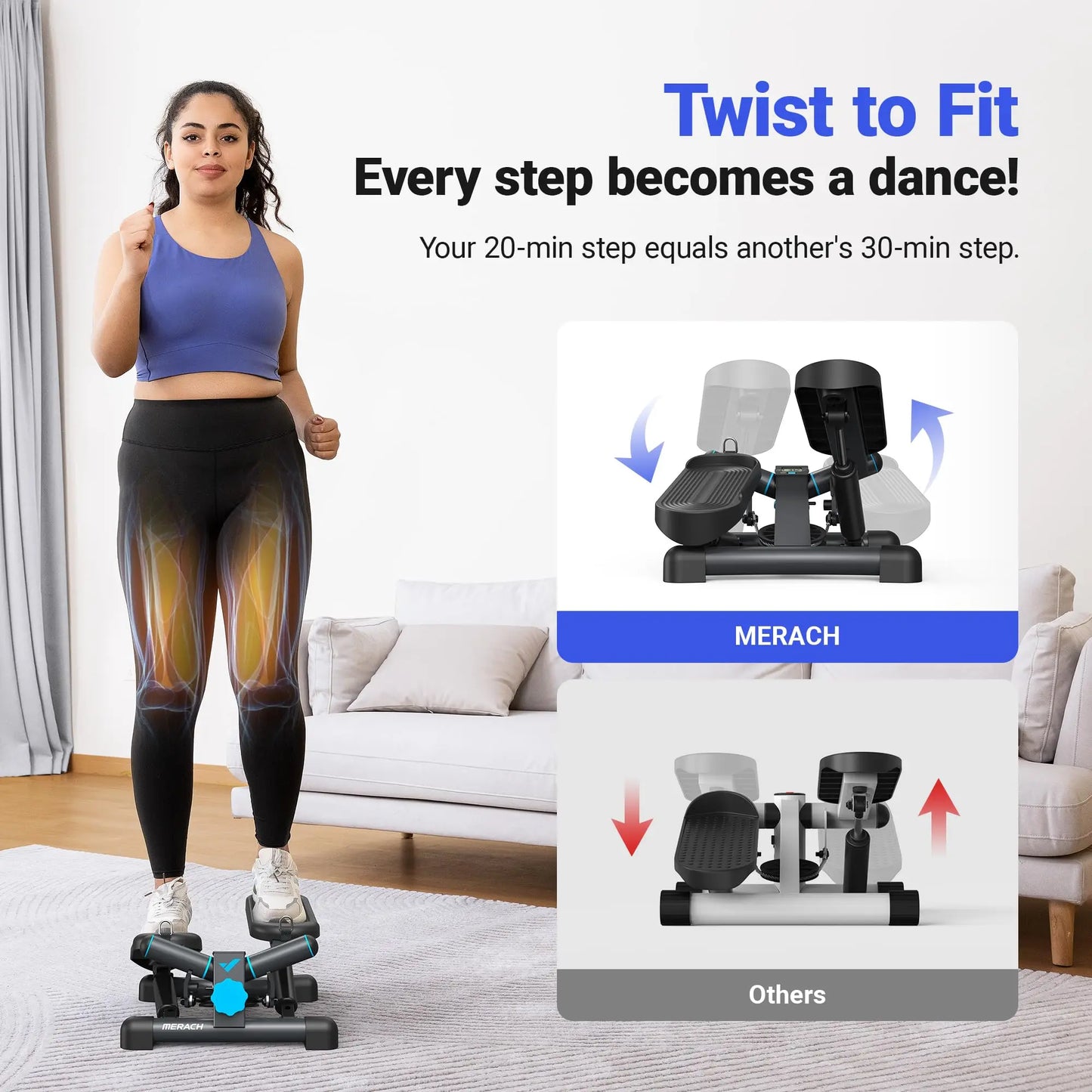 Mini Stepper r 330LBS Capacity with Resistance Band