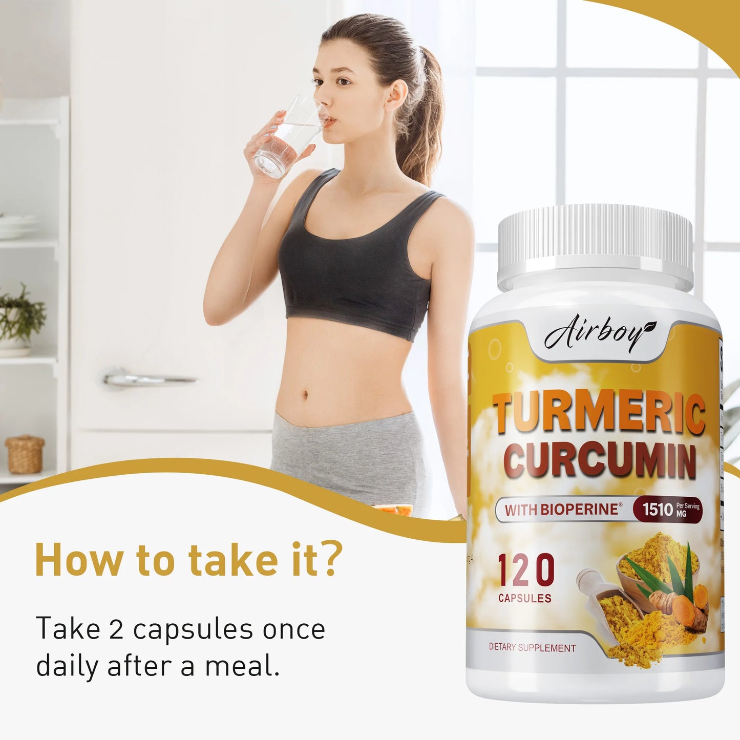 Turmeric Curcumin - Helps Relieve Muscle and Joint Pain, Antioxidant, Supports Immune, Heart,