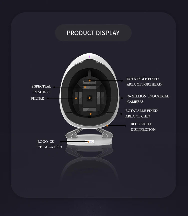 3D AI Facial Skin Analyzer Detection Skin Problem Diagnosis 8 Spectrum Professional Analysis Beauty Salon Equipment