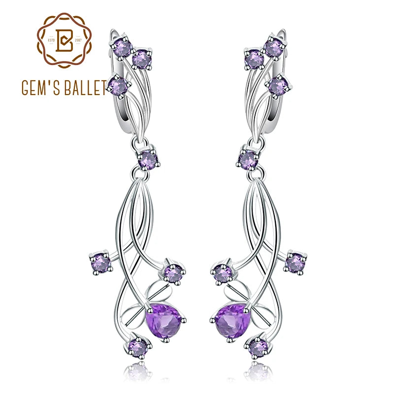 Flower Design 3.89t Natural Sky Blue Topaz Gemstone Drop Earrings For Bridal 925 Sterling Silver Wedding Jewelry