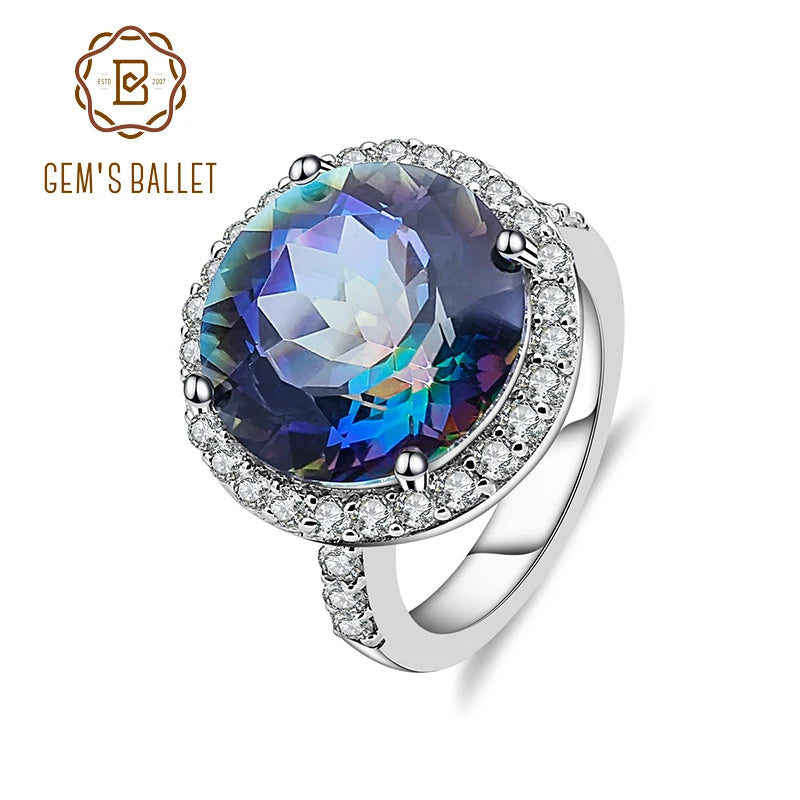 Natural Blueish Mystic Quartz 925 sterling silver Cocktail Rings Fine Jewelry For Women Wedding Engagement