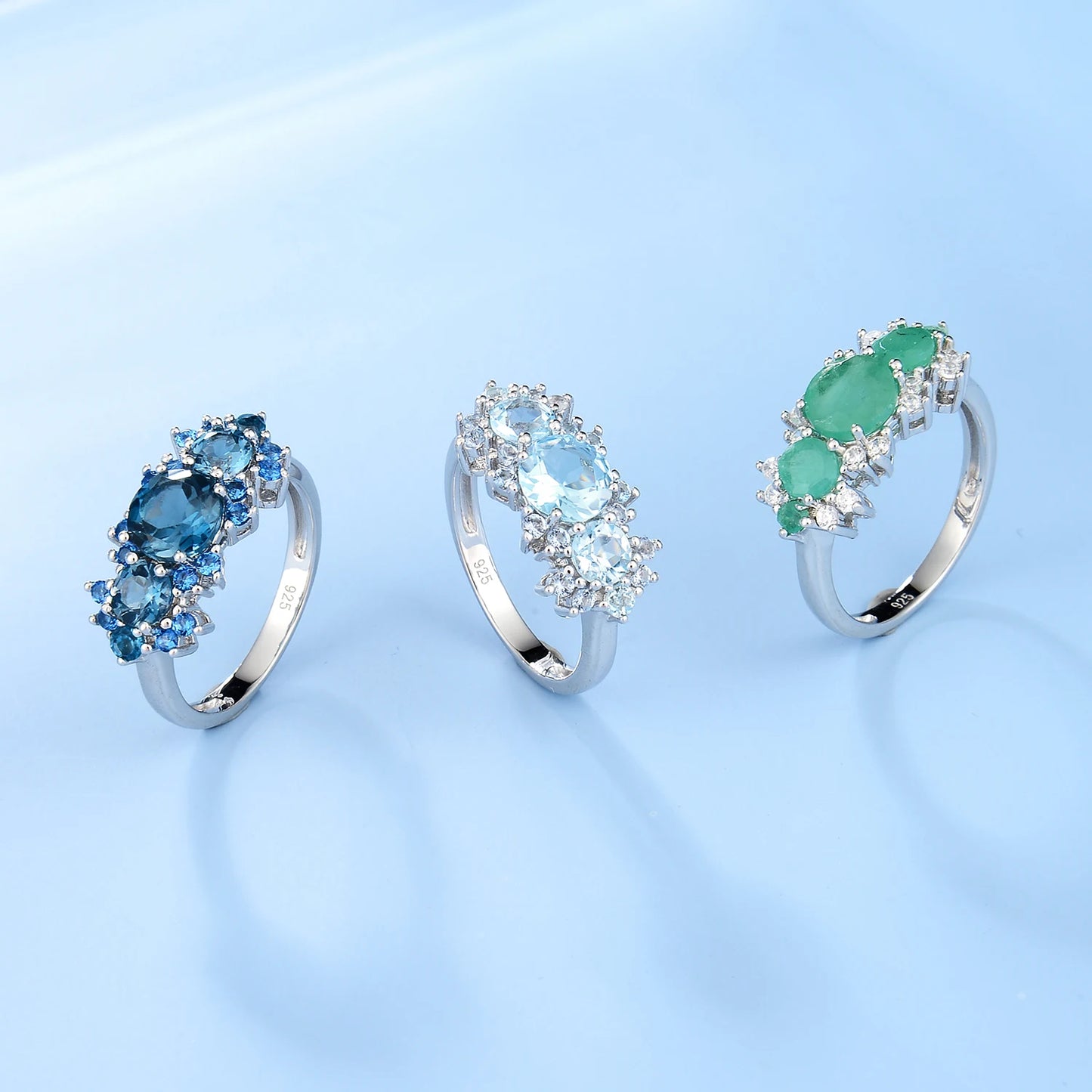 Sterling Silver Vintage Luxury Ring Natural Sky Blue Topaz Birthstone Rings For Women Gift Fine Jewelry