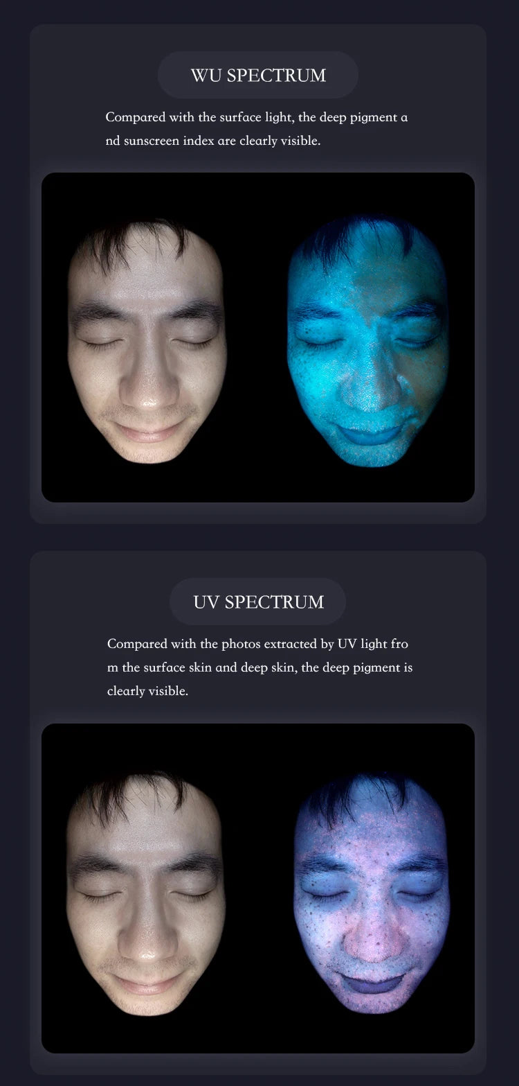 3D AI Facial Skin Analyzer Detection Skin Problem Diagnosis 8 Spectrum Professional Analysis Beauty Salon Equipment