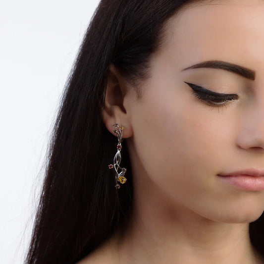 Flower Design 3.89t Natural Sky Blue Topaz Gemstone Drop Earrings For Bridal 925 Sterling Silver Wedding Jewelry