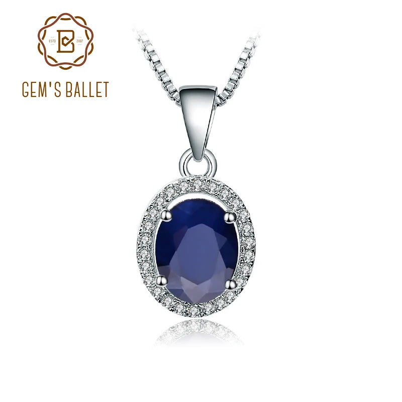 Natural Natural Blue Sapphire Real 585 14K 10K 18K Gold 925 Silver Pendant Necklace For Women Necklace Jewelry