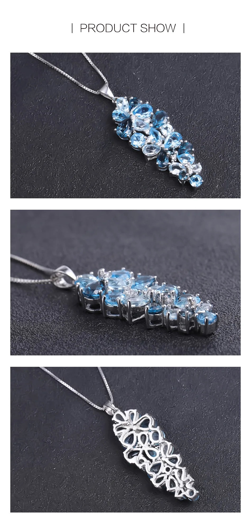 London Blue Topaz Swiss Blue Topaz Sky Blue Topaz Mix Gemstone Pendants For Women Gift Luxury Jewelry Accessories