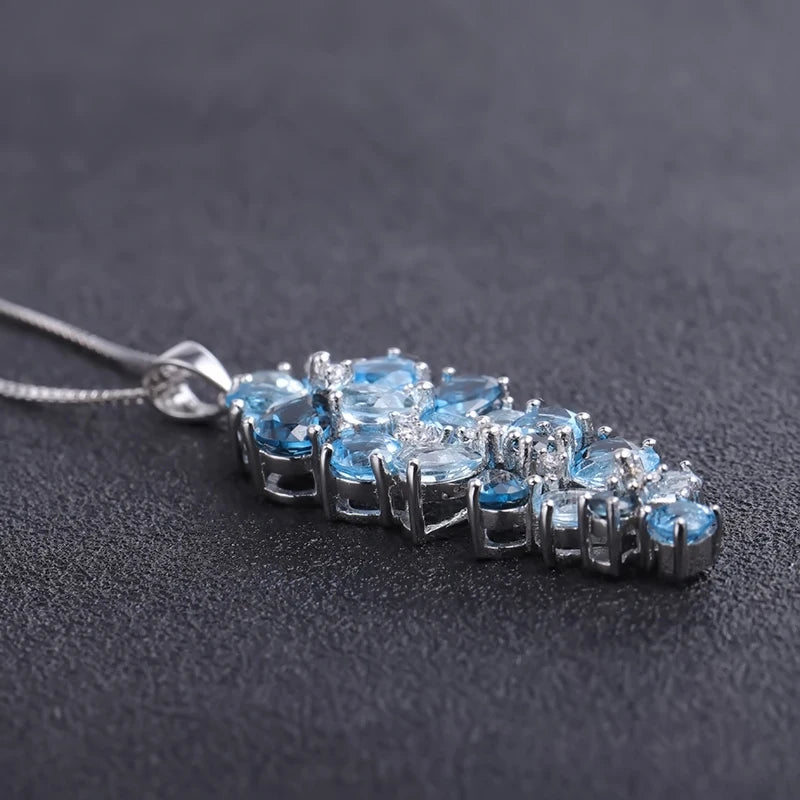 London Blue Topaz Swiss Blue Topaz Sky Blue Topaz Mix Gemstone Pendants For Women Gift Luxury Jewelry Accessories