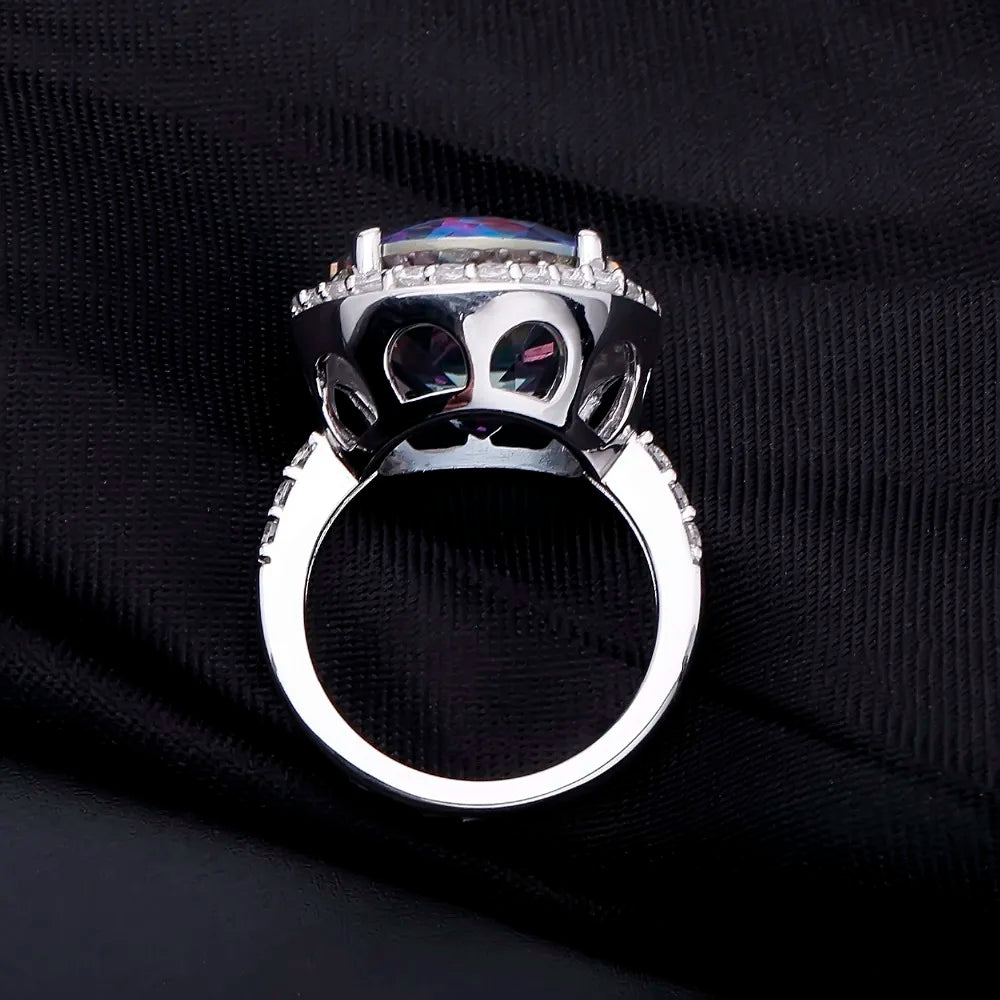 Natural Blueish Mystic Quartz 925 sterling silver Cocktail Rings Fine Jewelry For Women Wedding Engagement