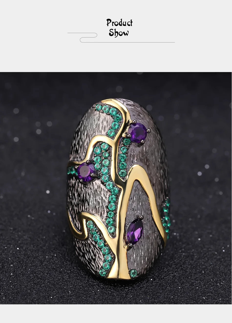 Georgia O'keeffe Leaf Ring 0.80Ct Natural Amethyst 925 Sterling Silver Handmade Finger Rings for Women Bijoux
