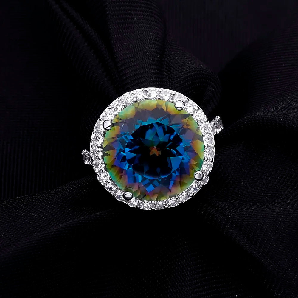 Natural Blueish Mystic Quartz 925 sterling silver Cocktail Rings Fine Jewelry For Women Wedding Engagement