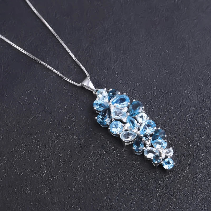 London Blue Topaz Swiss Blue Topaz Sky Blue Topaz Mix Gemstone Pendants For Women Gift Luxury Jewelry Accessories