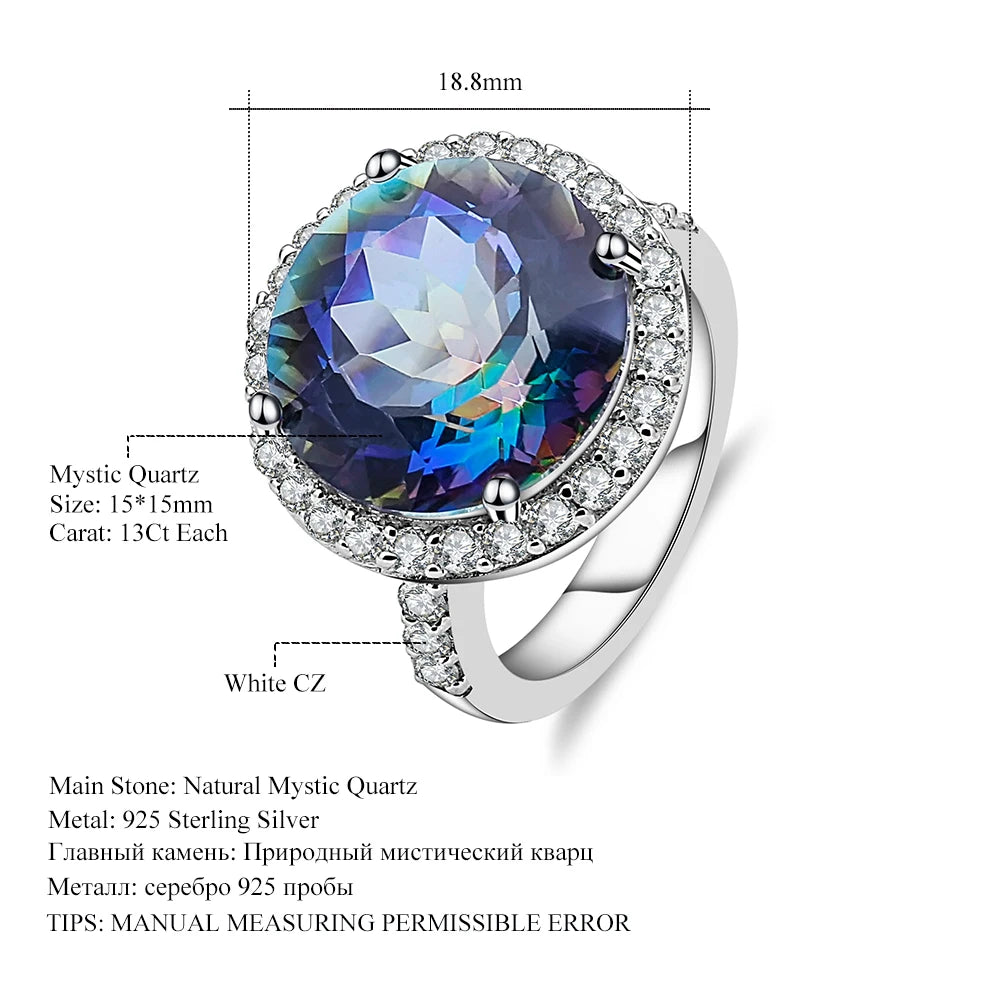 Natural Blueish Mystic Quartz 925 sterling silver Cocktail Rings Fine Jewelry For Women Wedding Engagement