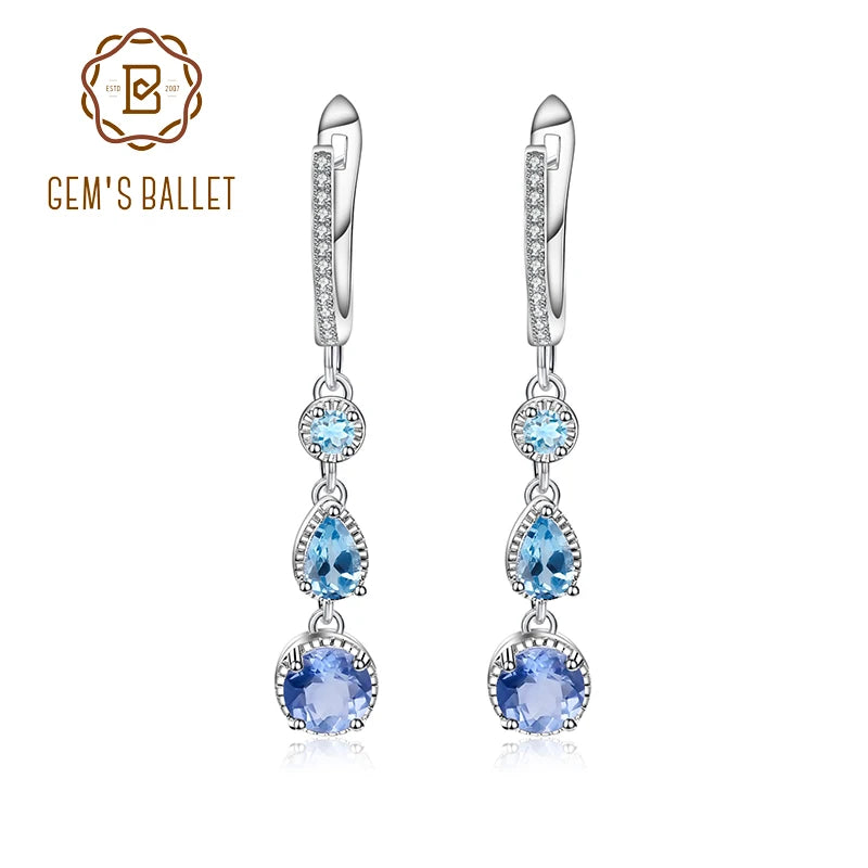 Natural Color-Change Fluorite Mix Gemstone Drop Earrings 100% Genuine 925 sterling silver Fine Jewelry For Women