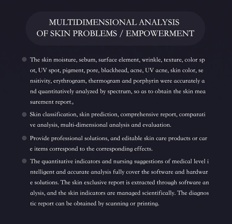 3D AI Facial Skin Analyzer Detection Skin Problem Diagnosis 8 Spectrum Professional Analysis Beauty Salon Equipment