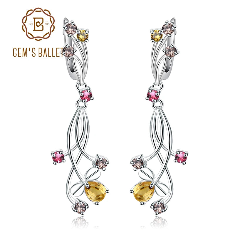 Flower Design 3.89t Natural Sky Blue Topaz Gemstone Drop Earrings For Bridal 925 Sterling Silver Wedding Jewelry