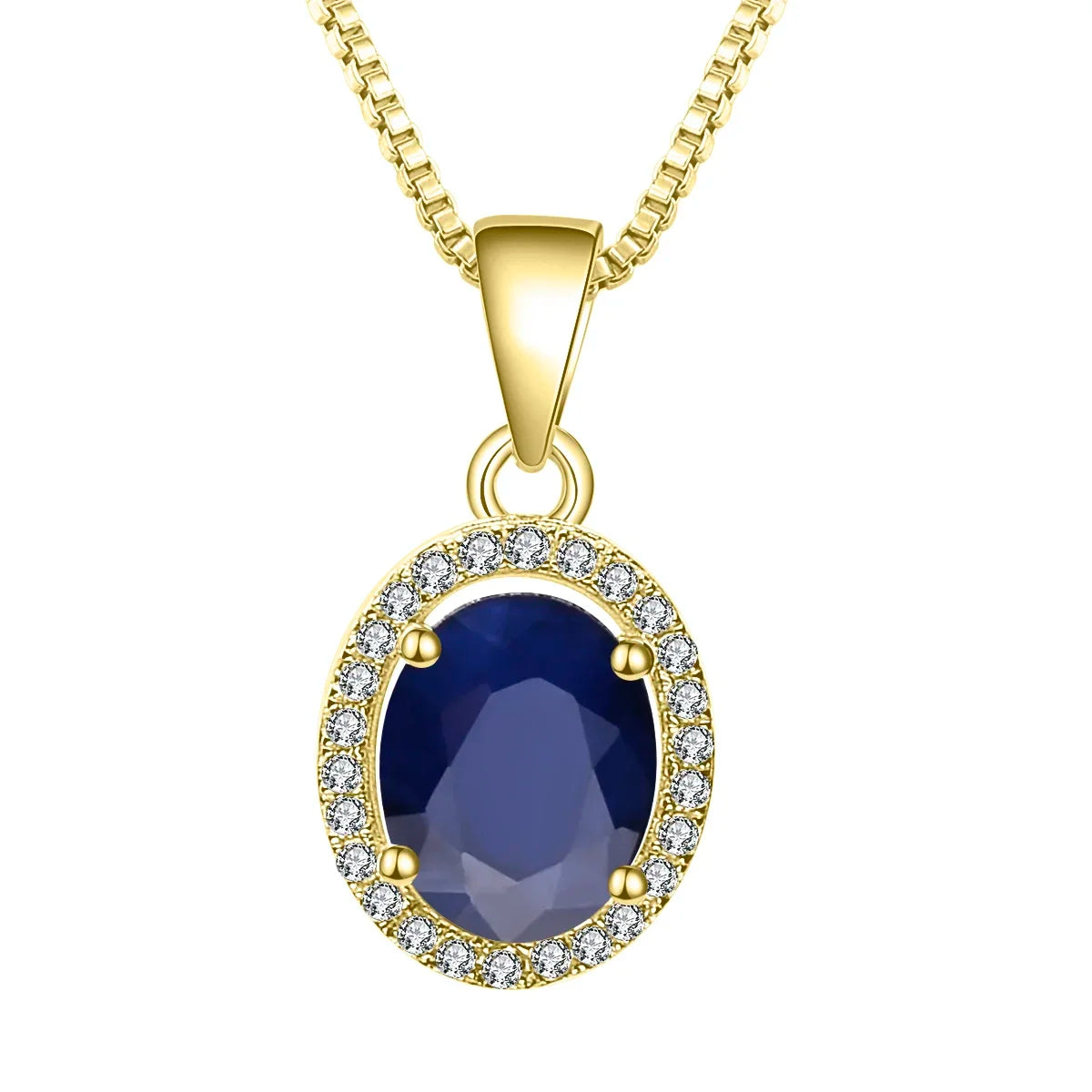 Natural Natural Blue Sapphire Real 585 14K 10K 18K Gold 925 Silver Pendant Necklace For Women Necklace Jewelry