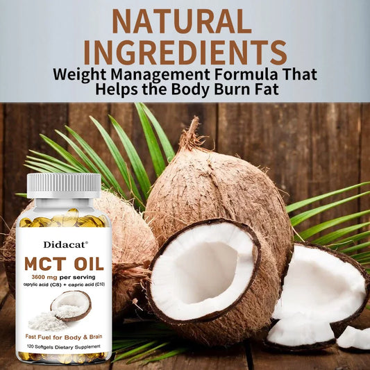 MCT Oil Capsules Ketogenic Fuel Focus, Promote Brain and Body Health, Non-GMO Coconut