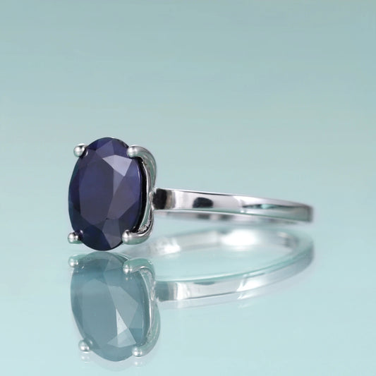 gement Wedding Ring September Birthstone Jewelry Sterling Silver Sapphire Ring Oval Blue Sapphire Solitaire