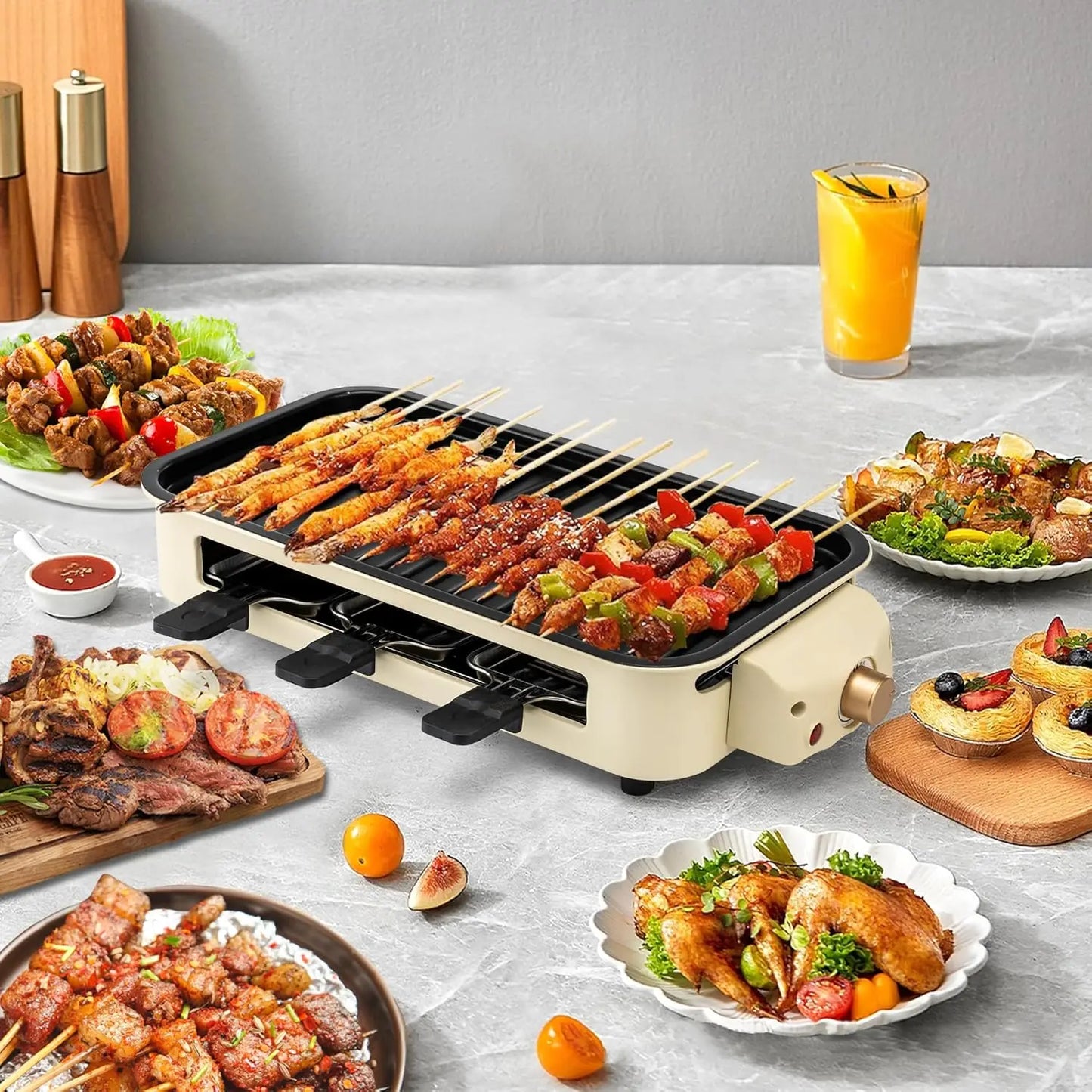Portable Electric Smoke-free Indoor Barbecue Grill,