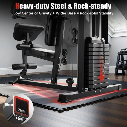 Multifunctional Home Gym, Workout Station with Weight Stack