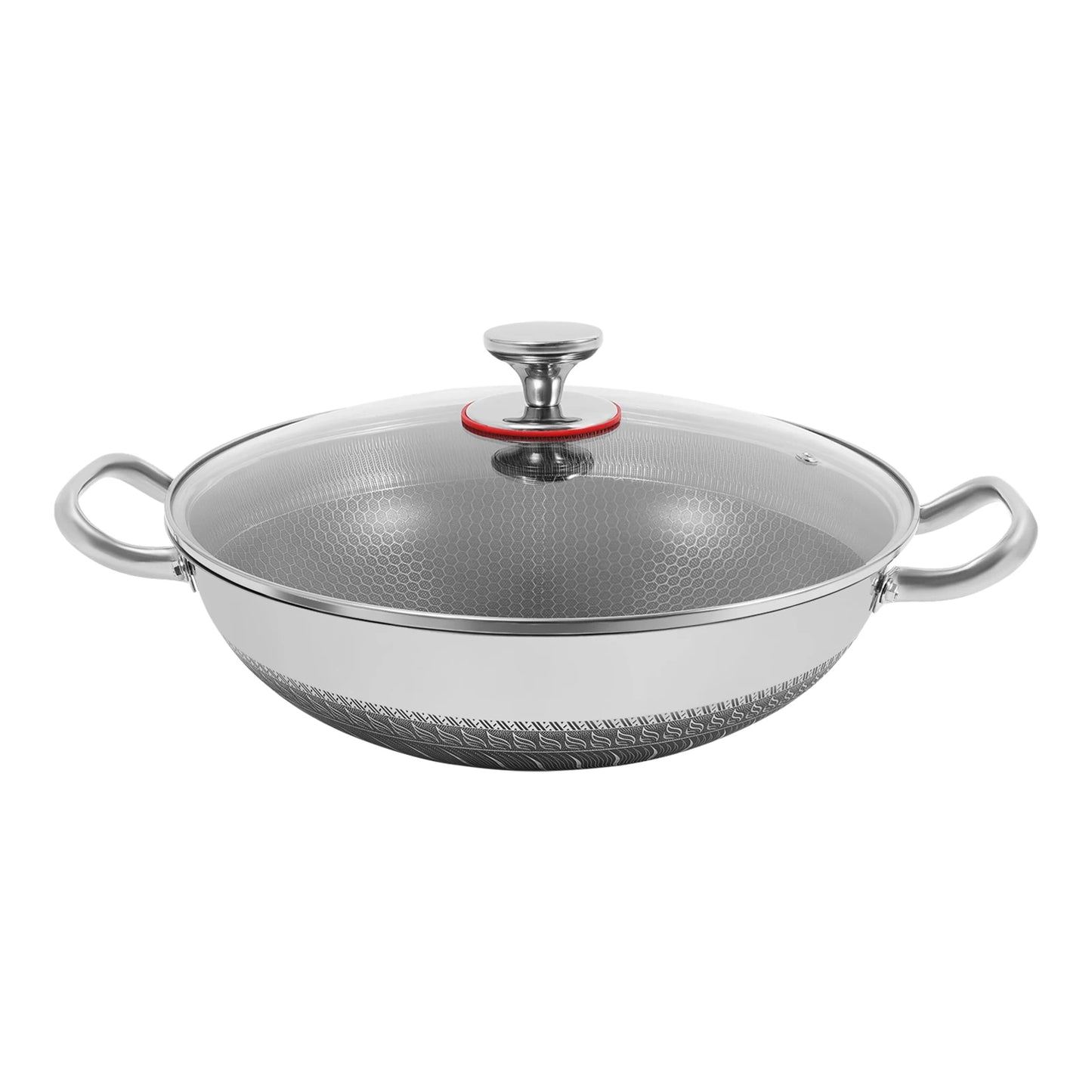 Stainless Steel Pan, Cooking Pan, Double-sided Honeycomb Frying Pan, Non-stick Pan with Lid Induction Cooker Gas Stove Universal