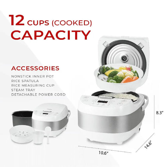 Cup Uncooked / 12-Cup Cooked Rice Cooker with Nonstick Inner Pot