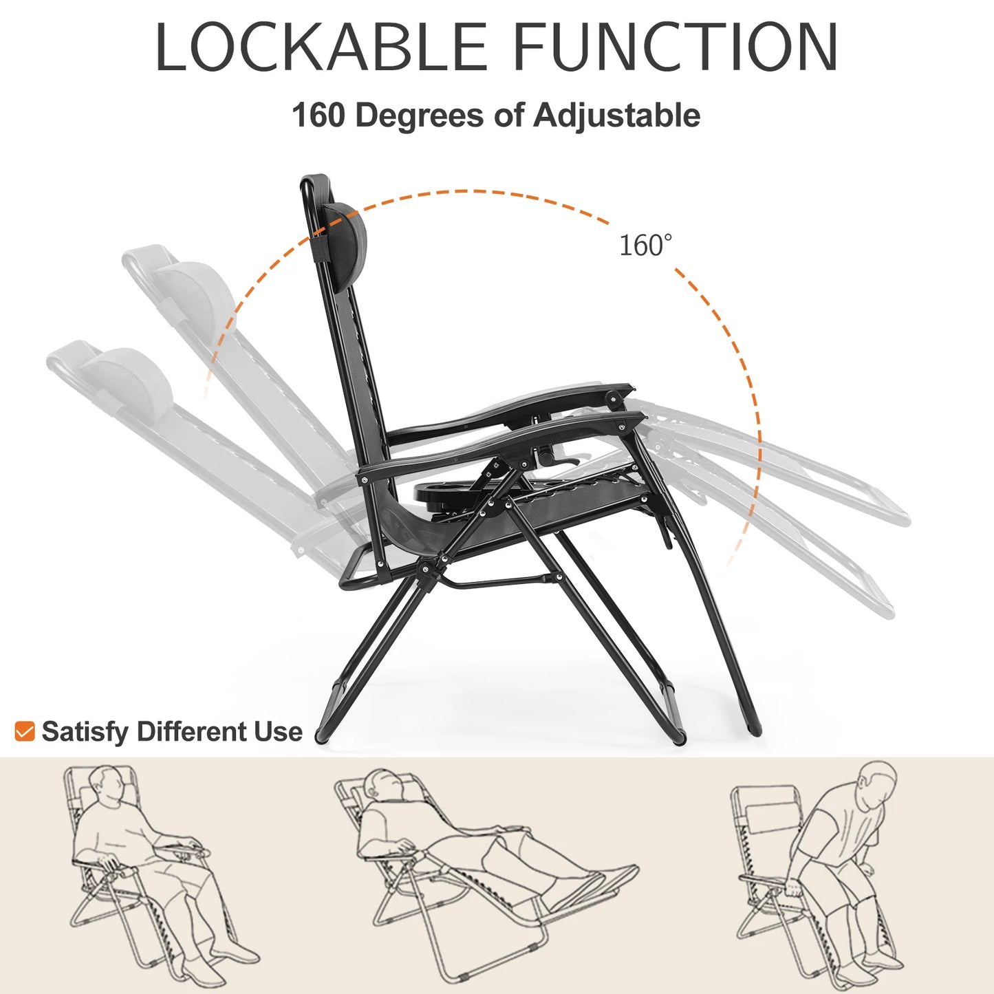 Zero Gravity Set of 2 Portable Recliner Camping Chairs