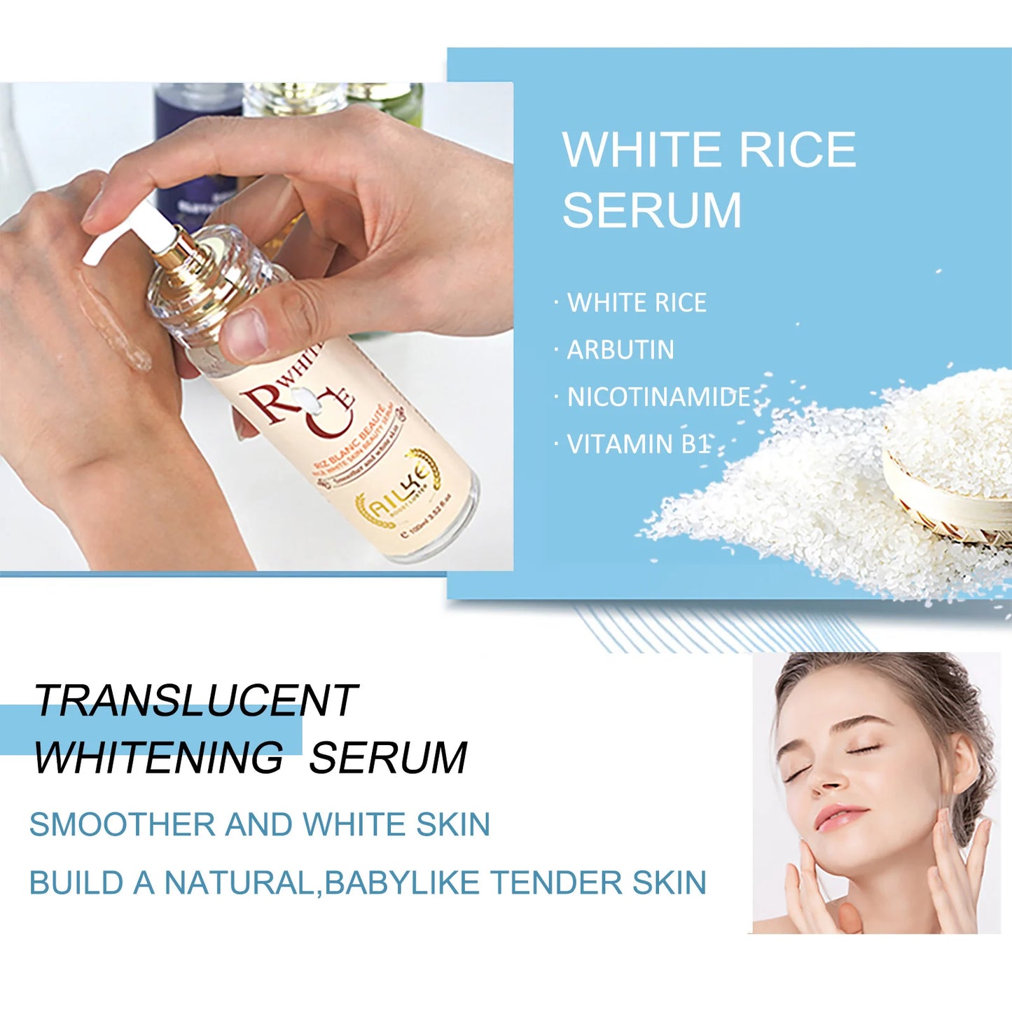 AILKE Multi Vitamin Brightening Body Lotion, Clean Skin With Vitamins A,E,B3,B5, Increase Radiance, Smooth, Moisturizer Cream