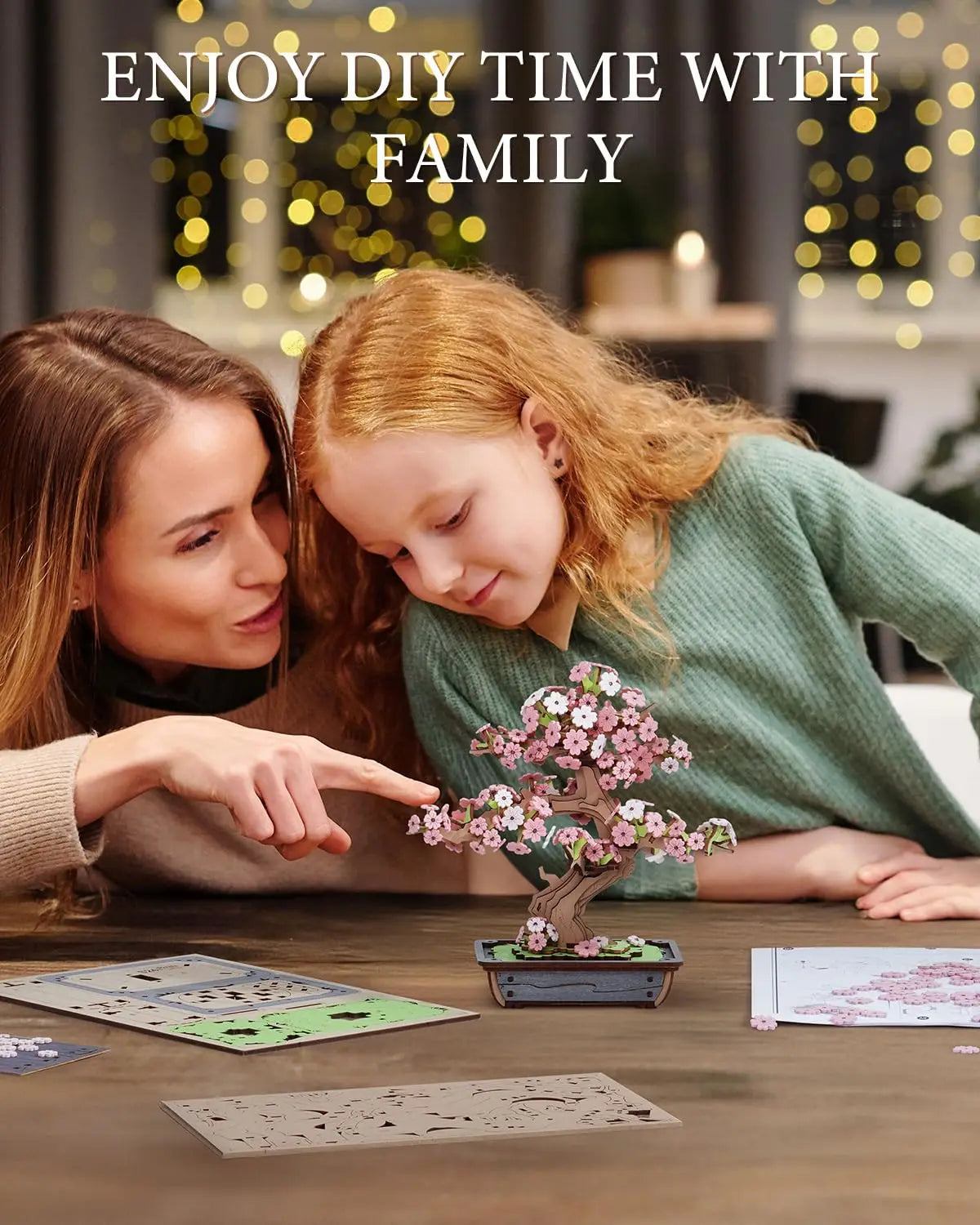D Wooden Sakura Bonsai Puzzle Easy Assembly Evergreen