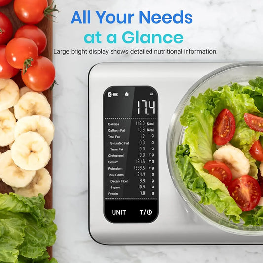 Kitchen Scale with Nutritional Calculator, App with 19 Nutrients Tracking Calorie,