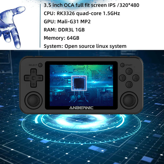 Handheld Retro Game Console RK3326 3.5 Inch IPS Screen 64G TF Card 2500 Classic Games 3500 mAh