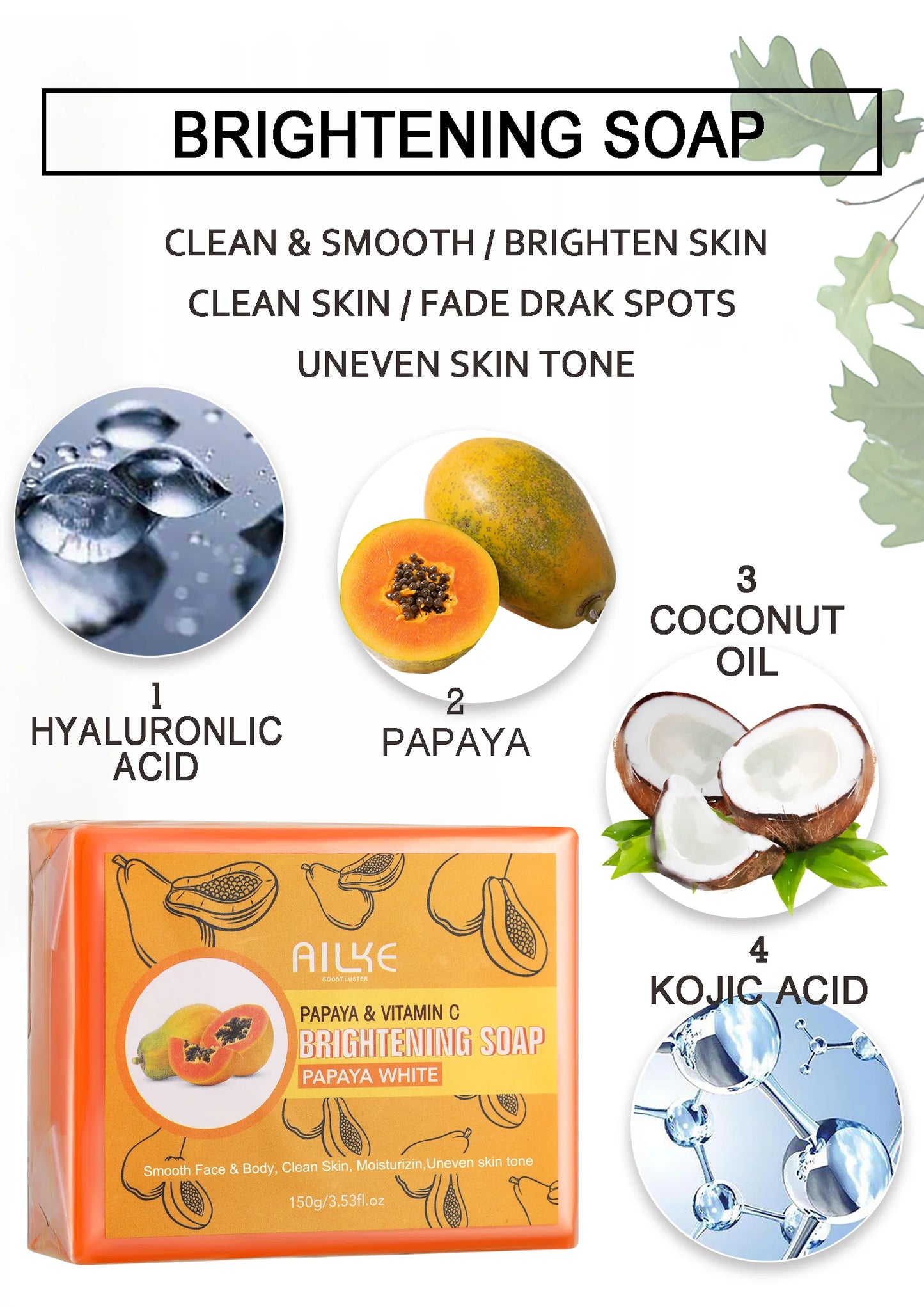 AILKE Multi Vitamin Brightening Body Lotion, Clean Skin With Vitamins A,E,B3,B5, Increase Radiance, Smooth, Moisturizer Cream