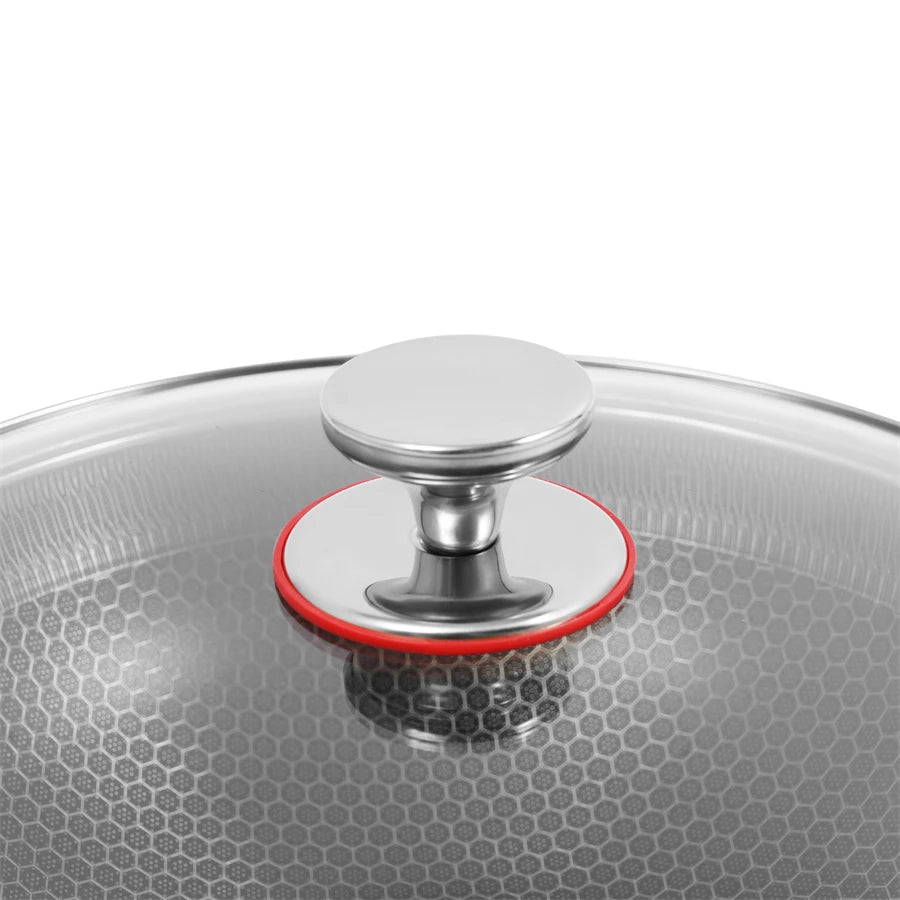 Stainless Steel Pan, Cooking Pan, Double-sided Honeycomb Frying Pan, Non-stick Pan with Lid Induction Cooker Gas Stove Universal