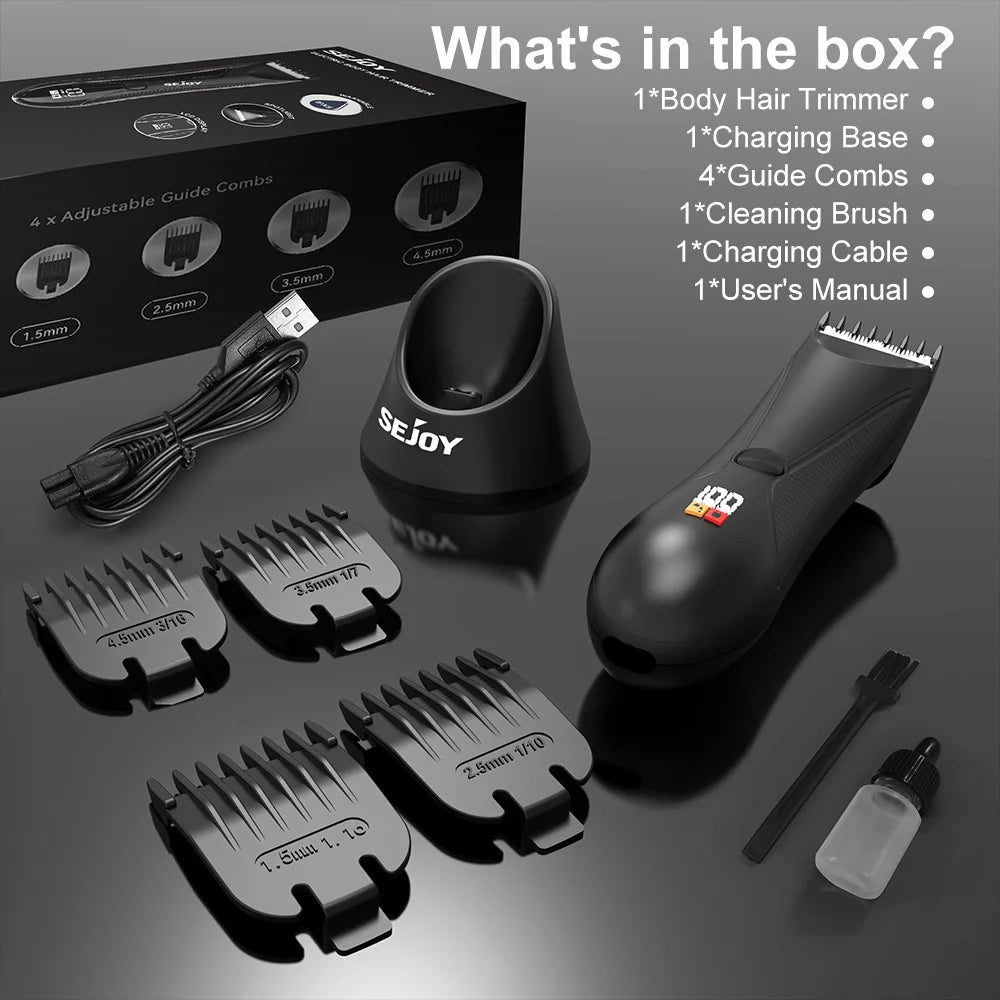 Body Hair Trimmer for Men Groin and Body Shaver Groomer Arm Beard Razor Rechargeable