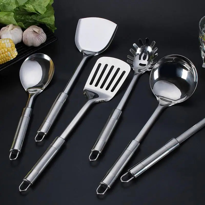 Kitchen Utensils Wok Spatula Ladle Tool Set Stainless Steel Accessory Cookware Set
