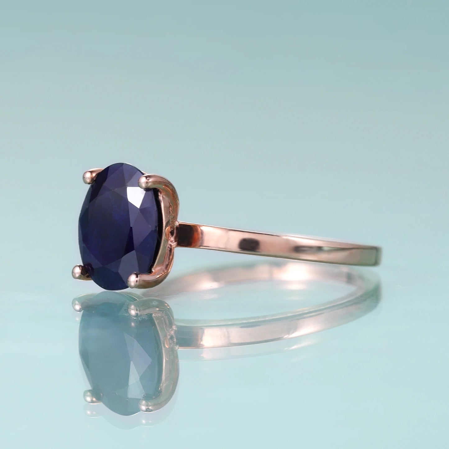 gement Wedding Ring September Birthstone Jewelry Sterling Silver Sapphire Ring Oval Blue Sapphire Solitaire