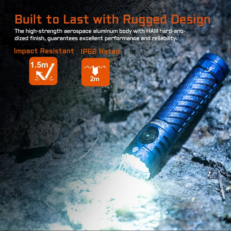 Led flashlight EDC LUXEON HL4X Leds 2800 lumens 340 meters 18650 battery multi-color auxiliary lights