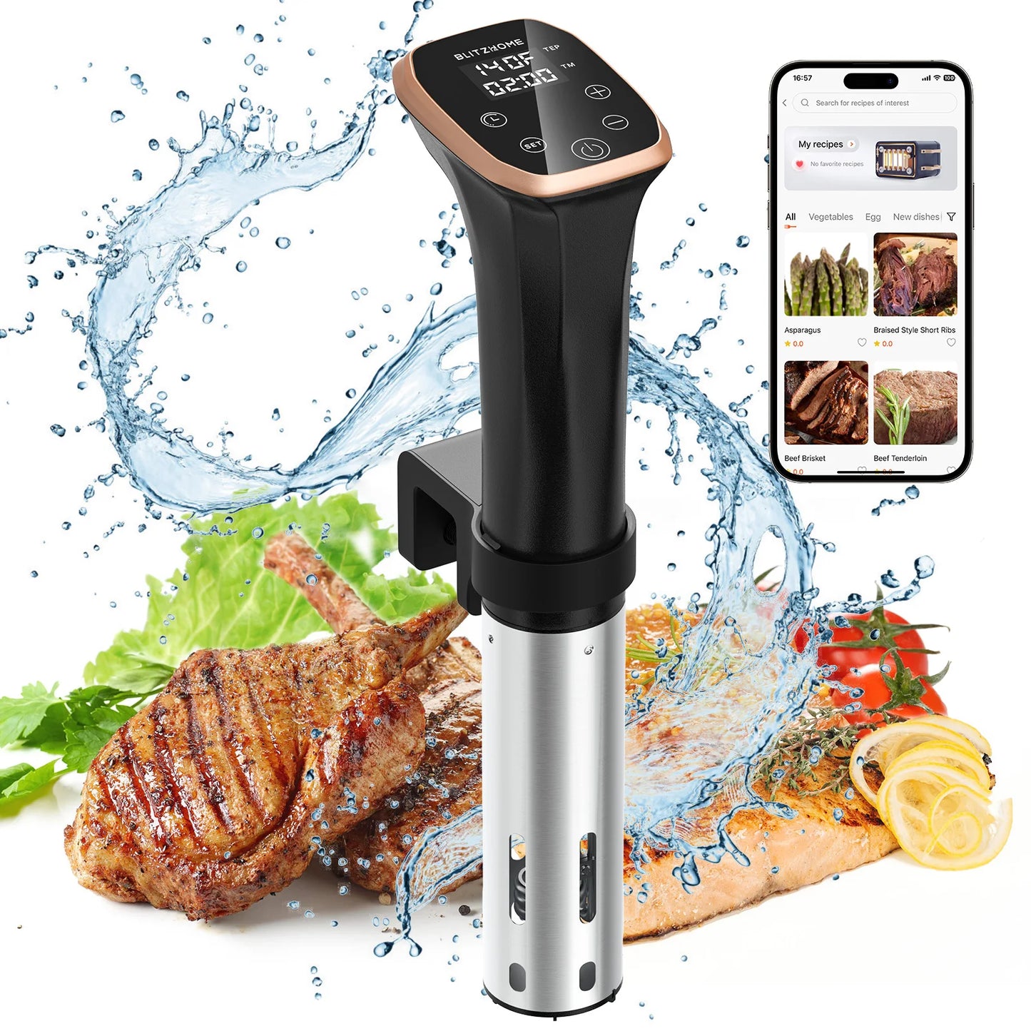 BLIITZHOME Slow Cooker IPX7 Waterproof WiFi Connectivity Versatile Cooking Food Preparation Appliance for kitchen Cooking