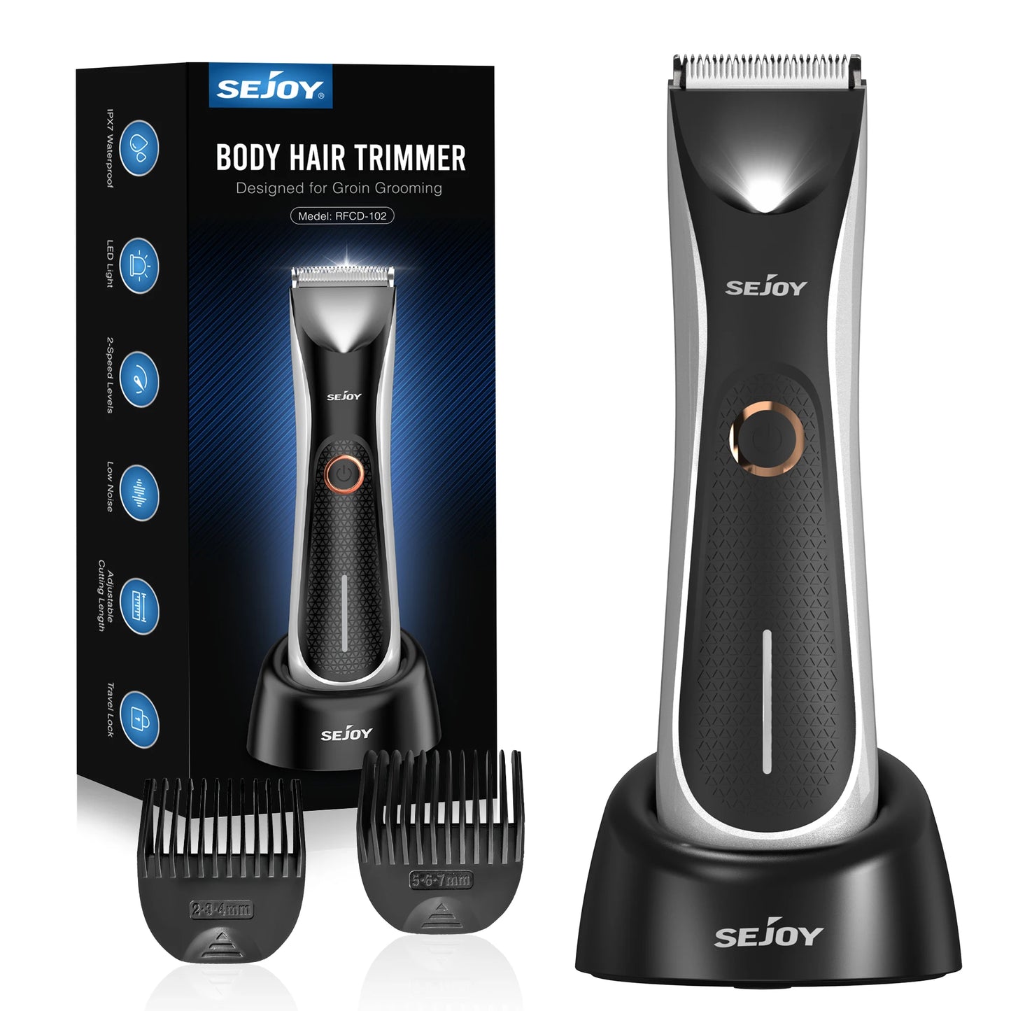Body Hair Trimmer for Men Groin and Body Shaver Groomer Arm Beard Razor Rechargeable