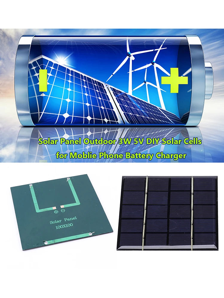 3W 5V Solar Panel Charger Photovoltaic Cells Solar Charging Panel for Solar Light for 3.7V Battery 3-5V Battery/Phone Charger
