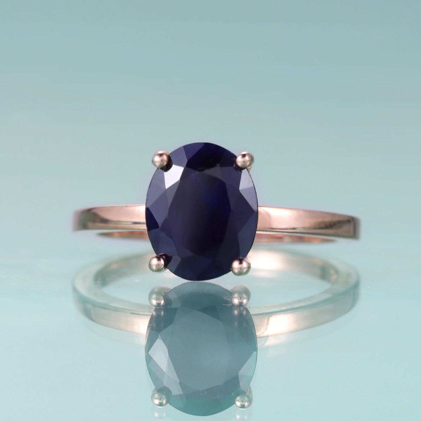 gement Wedding Ring September Birthstone Jewelry Sterling Silver Sapphire Ring Oval Blue Sapphire Solitaire