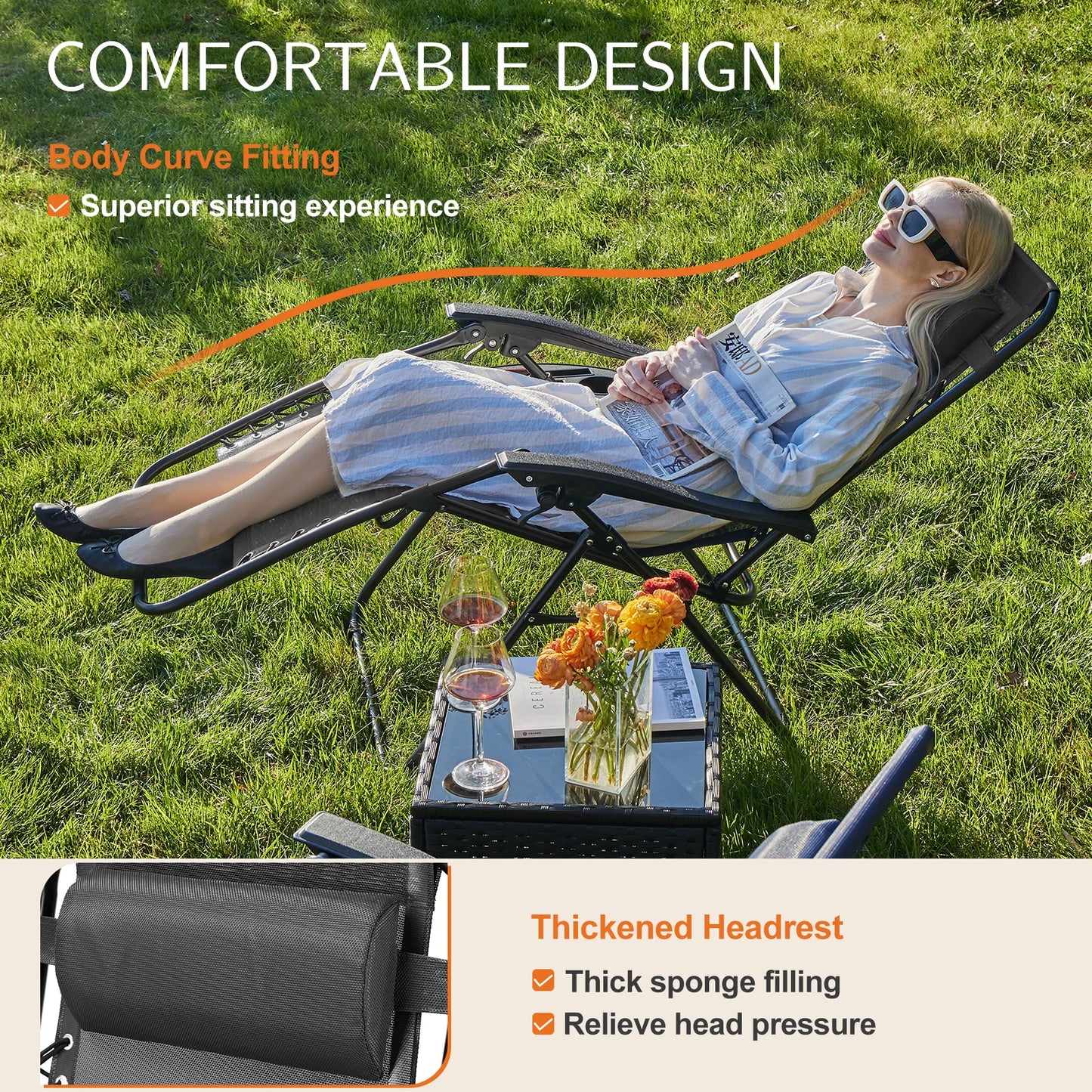 Zero Gravity Set of 2 Portable Recliner Camping Chairs