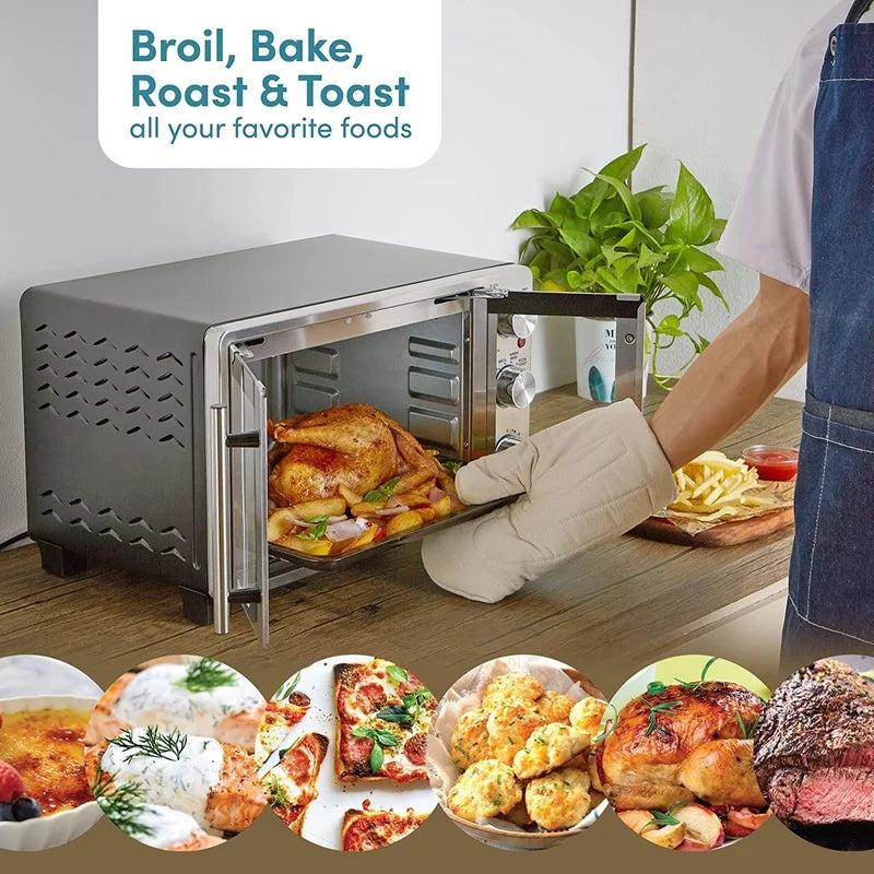 New Double French Door Toaster Oven 25L Convection Multi-Function Cook Bake Broil Toast Roast 1500W Adjustable Timer