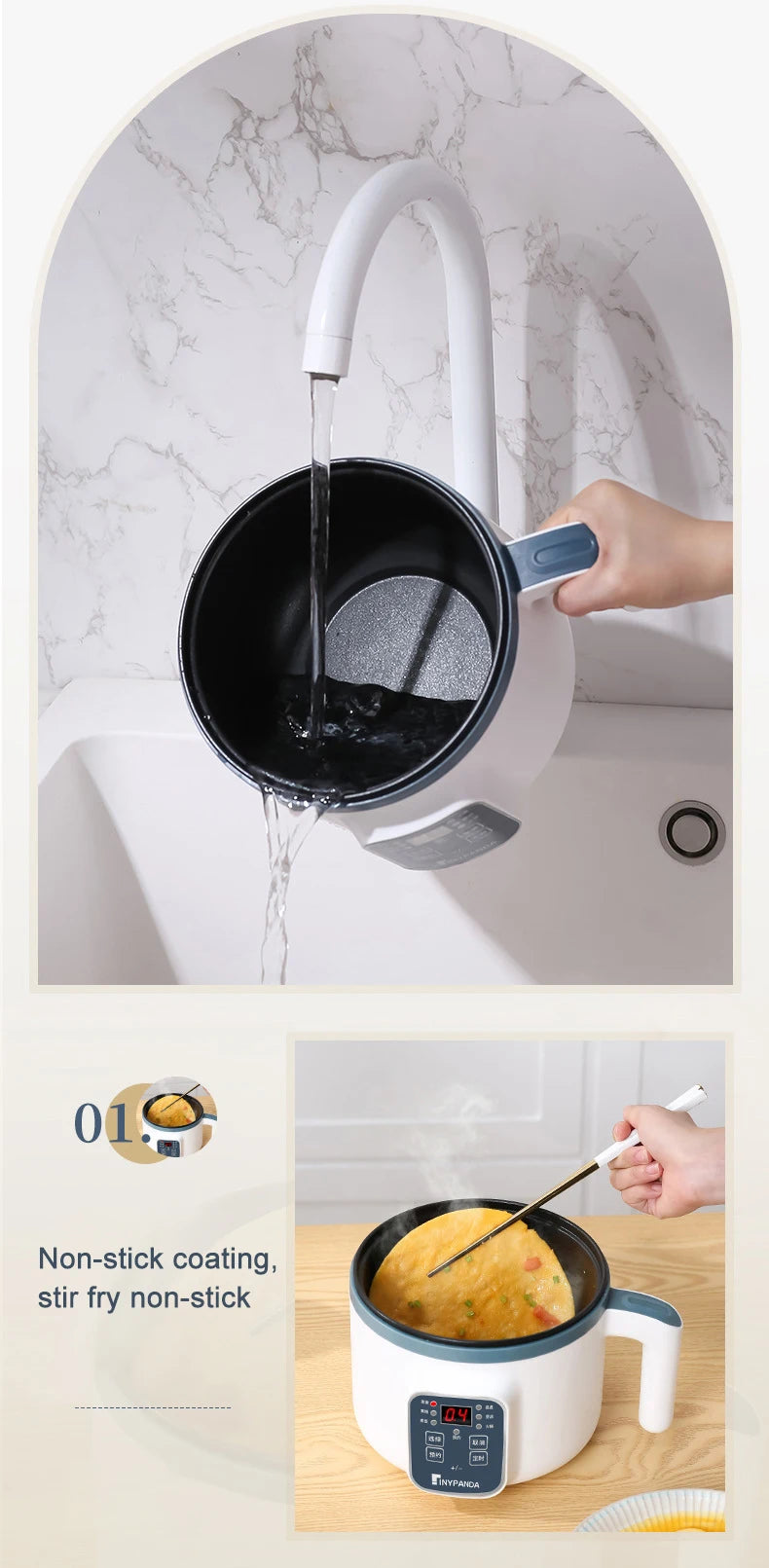 1.7L Electric Rice Cooker 1-2 People Household Non-stick Pan Single/Double Layer Hot Pot Cooking pot Electric Rice Cooker EU/US