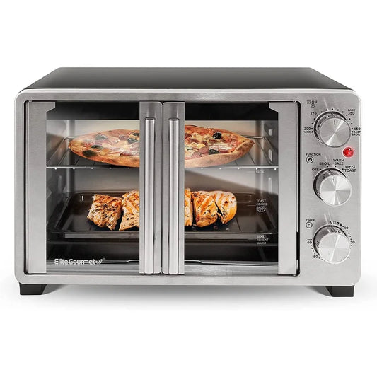 New Double French Door Toaster Oven 25L Convection Multi-Function Cook Bake Broil Toast Roast 1500W Adjustable Timer