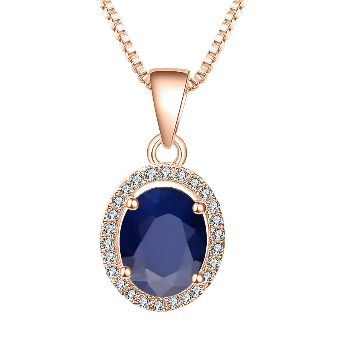 Natural Natural Blue Sapphire Real 585 14K 10K 18K Gold 925 Silver Pendant Necklace For Women Necklace Jewelry
