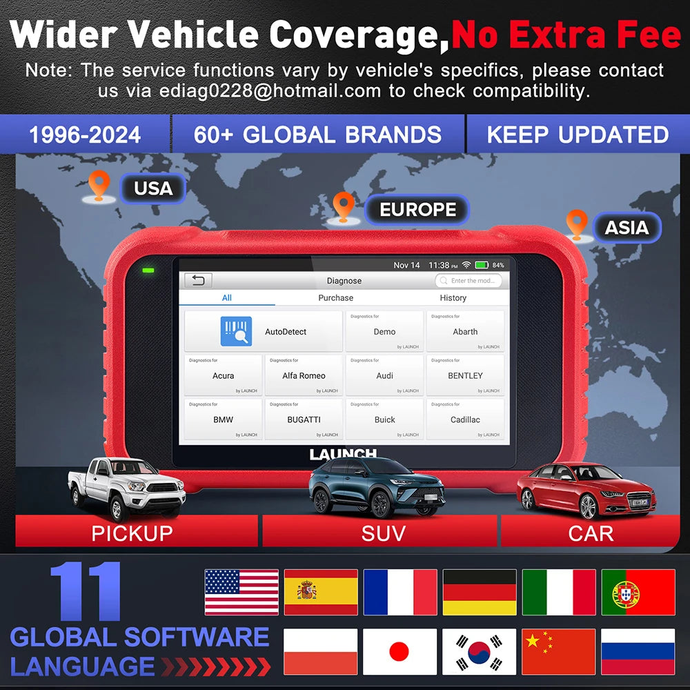 Car Diagnostic Tools Auto OBD OBD2 Scanner ENG ABS SRS AT Code Reader DPF 7 Reset Free Update Online