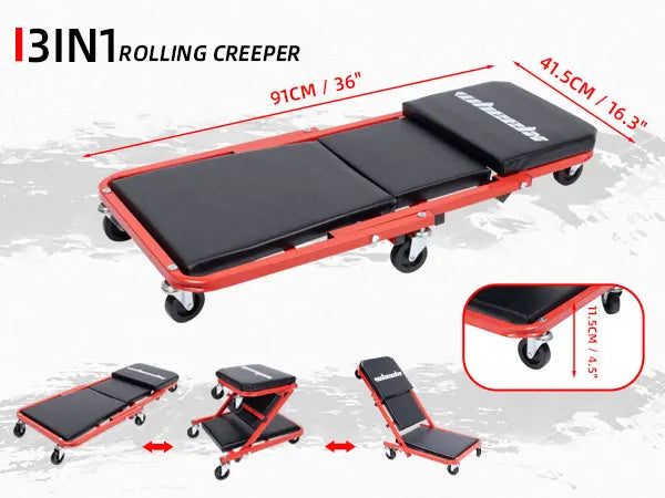 3-in-1 Mechanic Foldable Garage Chair