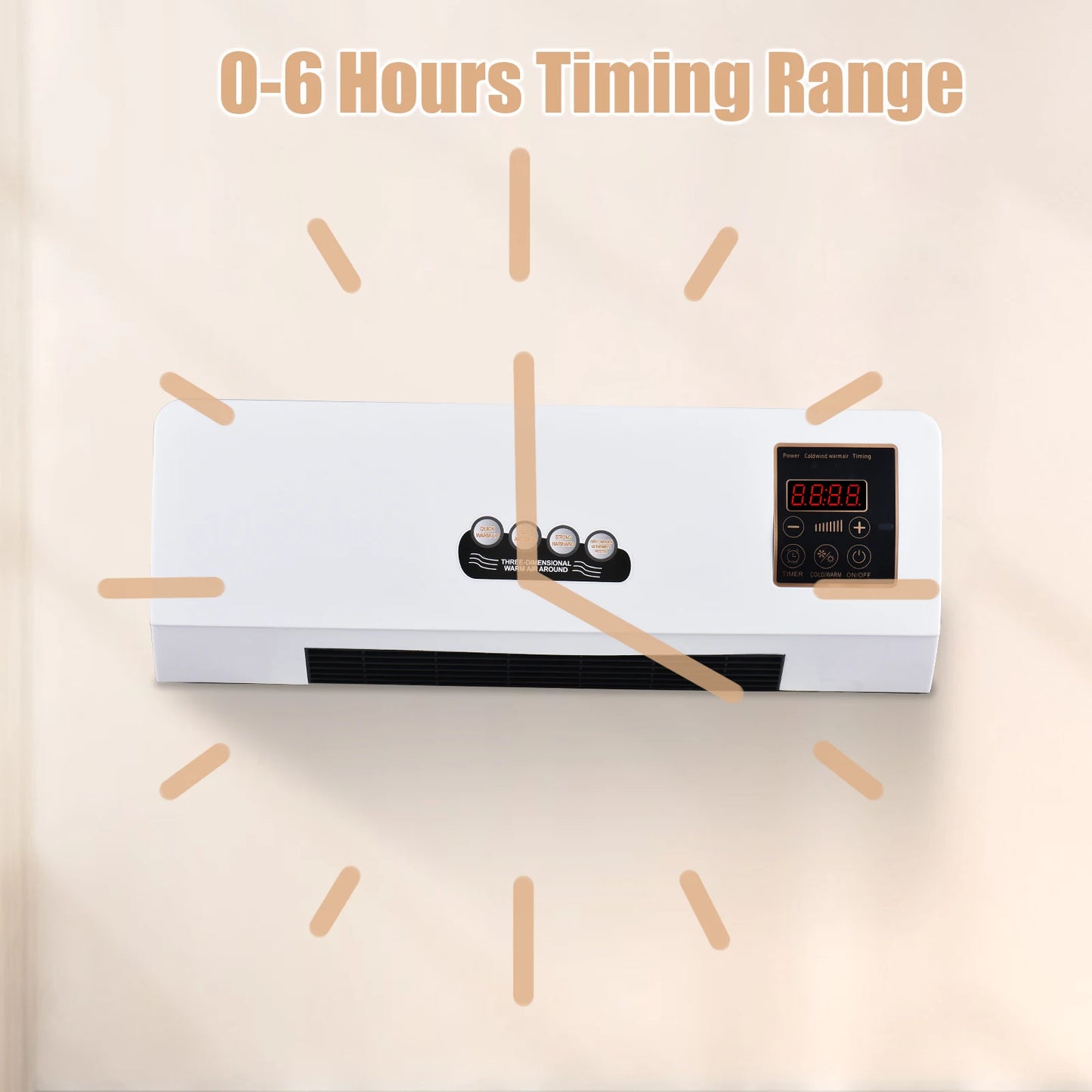 2-in-1 Heater and Fan Combo Timing Wall Mounted Electric Fan and Space Heater 1800W with Remote Control for Dormitory Home