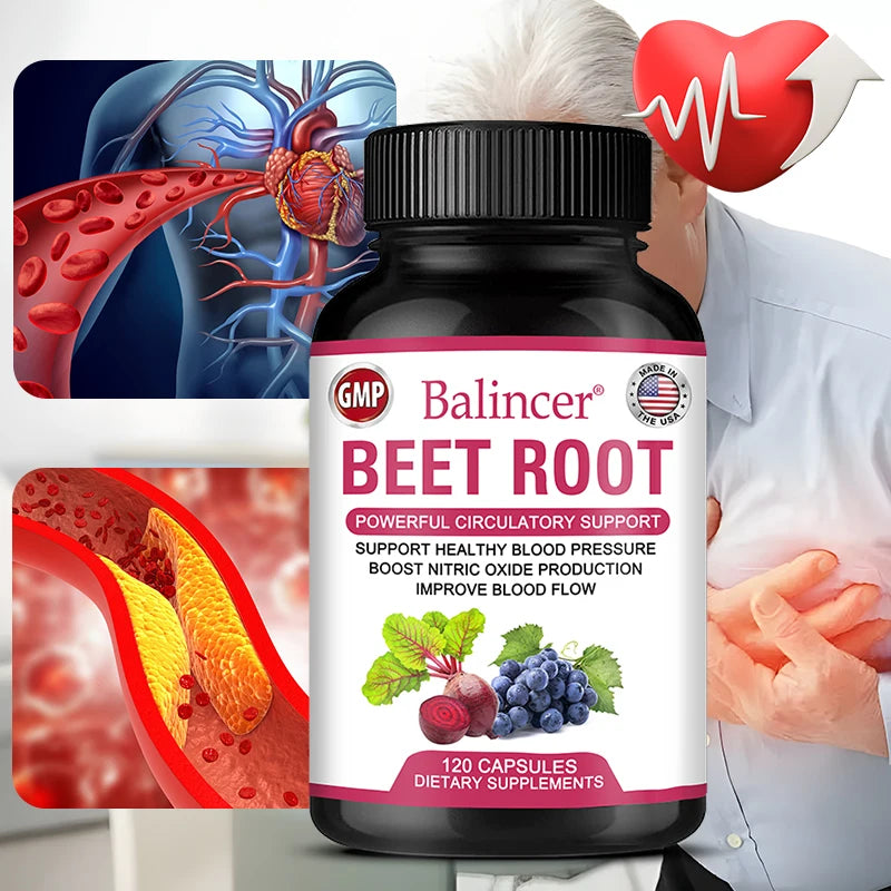 Beet Root Powder Extract + Black Pepper, Vitamin and Mineral Supplement,, Blood Pressure Health